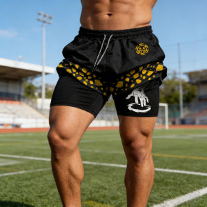 Bandai | 2026 Summer Anime One Piece Mens Shorts Quick-dry Double Layer 2-in-1 Pants Graphic Print Workout Training Fitness Gym Shorts
