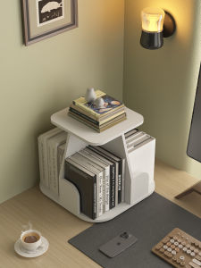 ตู้หนังสือเล็กแบบหมุนได้สำหรับห้องนอนของเด็ก จัดระเบียบหนังสือพิมพ์ได้ ตู้หนังสือแบบแสดง