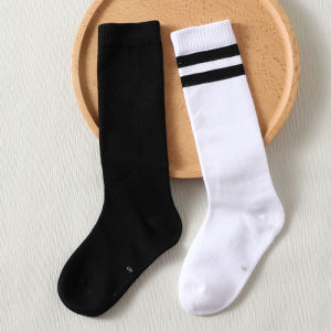 BEIYUEYIXUAN | Black Half-Thigh Length Striped Socks
