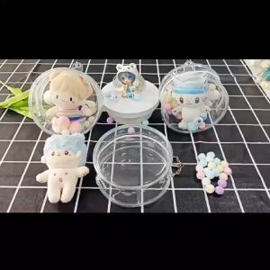 Colorful Transparent Doll Collectible Pouch Round Organizer Bag | PVC Zippered Display Case for Action Figures/Blind Boxes Waterproof & Shockproof Design Compact Storage Solution for Cosplay Props/Electronics