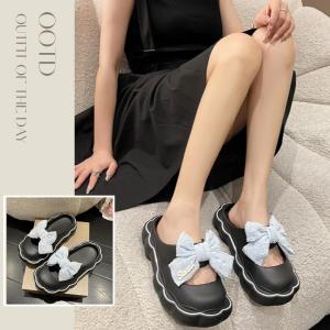 QJshop ใหม่ล่าสุด รองเท้าแตะแบบสวมดีเทลโบว์น่ารักมากๆ มี3สีให้เลือก ปังปุมากจ่ะ ประดับด้วยโบว์ น่ารักเต็ม10ไม่มีหัก