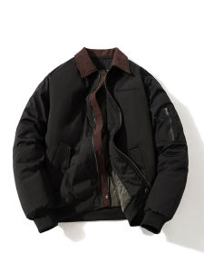 Áo Khoác Biker Mỹ Cổ Bẻ Dày Thường Ngày Cho Nam Mùa Thu Đông Áo Khoác Bóng Chày Cotton Rộng Rãi Thoải Mái