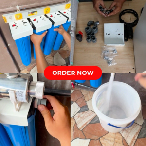 Water Filter 4 Stages 20" Slim Type Premium City Water with 6 GPM Uv Light & Fittings Complete Set up