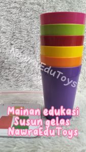 Mainan Edukasi SUSUN GELAS Montessori pola warna