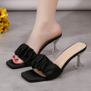 Fashionable Fairy Tale Womens Sandals Open Toe High Heels Thin Heel Summer Outdoor Wear 2023 New Style Versatile Slip-On Slippers