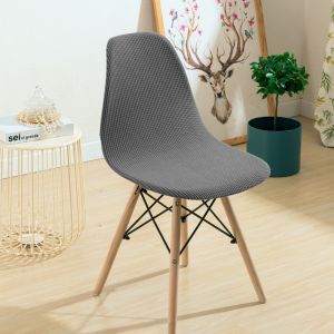 Shell Chair Cover Elastic Armless Dining Chair Covers Solid Color Chair Seat Cover