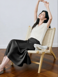 SEIFINI | Black Satin Fish Tail Skirt Small Sizes New Arrivals