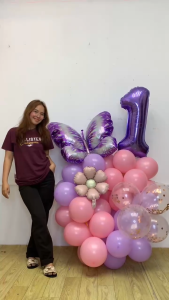 22pcs Violet balloon set 32inch Number Balloon Set Large Colorful Butterfly Foil Balloon for Baby Shower Birthday Party Christmas Decoration