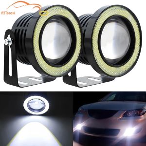 2Pcs Auto 30W ขับรถ DRL หมอกไฟ COB Angel Eye 64/76/89 มม.รถ Ambient โคมไฟกันน้ํา Daytime Running หลอดไฟไฟหน้า DC 12V
