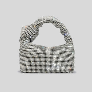จับ Rhinestones Knot กระเป๋าคริสตัลเงินกระเป๋าสําหรับกระเป๋าถือผู้หญิงและกระเป๋าถือ Luxury Designer กระเป๋าถือ Tote