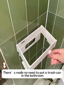 2PCS Wall Mounted Folding Garbage Rack Non-Perforated Durable Space-Saving Odor Isolation Universal For Garbage Bags