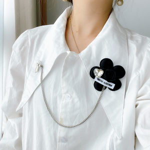 Korean Style Floral Brooch Pin: Women's Fashion Accessories for Black Clothes