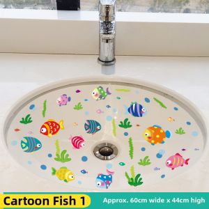 Bathroom Tile Stickers Waterproof Glass Door Decorative Cartoon Covering Ugly Wall Stickers Modern Simple Style PVC Material