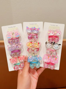 Kuromi Double Head Hair Ties Elastic Hair Bands for Girls Cute Bun Styling Non-Damaging Baby Hair Rings Korean Style Children Accessories