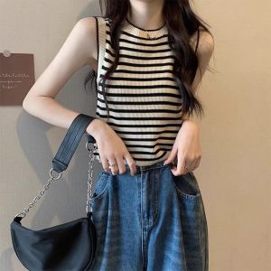 Fashion Versatile Striped Sleeveless Knit Vest