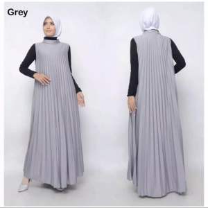 (278) gamis plisket / dres plisket tanpa lengan bahan tebal cocok juga untuk ibu hamil
