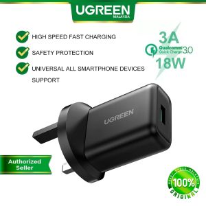 UGREEN QC 3.0 USB Quick Charge Charger 18W Qualcomm Certified USB Wall Charger Plug for iPhone Tablet Wireless Charger Redmi note 7 Samsung A30 A50 A70 S8 S9 S10 Note 9 Nova series Xiaomi ASUS iPhone 15 Pro Max Black UKPlug