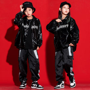 ชุดฮิปฮอปวัยรุ่น ชุดการแสดงร้านขายเสื้อผ้าเด็ก ชุดฮิปฮอปหลวมๆ สำหรับเด็กชายและเด็กหญิง เสื้อผ้าเด็ก ชุดการแสดงเด็ก