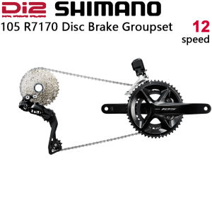 SHIMANO Di2 105 R7170 Electric Groupset Hydraulic Disc Brake 2x12s Road Bicycle R7150 Front Rear Derailleur R7170 Shifter Brake R7100 Crankset Cassette EC300 SD300 Charging Cable DN300 Bicycle Kit