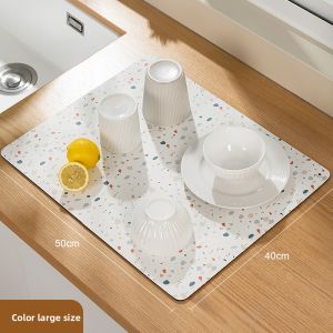 DEHUB | Kitchen Drain Pad Slip-Resistant Mat Silica Mud Absorbent Mat Heat-Resistant Mat