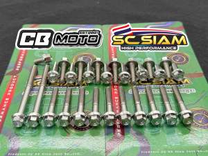 SC SIAM CNC CONCAVE CRANKCASE BOTLS SET FOR RAIDER 150 FI 28PCS STAINLESS CNC FINISHED