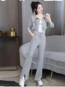 2025 New Long Sleeve Hoodie Jacket High Waist Wide Leg Pants Spring Autumn Sports Fashion Popular Two Piece Set Womens Clothing