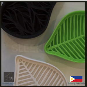 Stone & Leaf Soap Dish – Modern Bathroom Soap Holder with Drain | Green White Black | Sleek Aesthetic | SleekLab3D