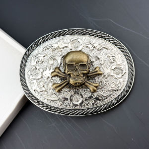 1 Piece of Vintage Exquisite Dark Skull Smooth Buckle Western Cowboy Belt DIY Plate Buckle Accessories