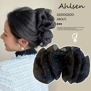 2023 nơ to đen nút lưới kẹp tóc càng cua tóc lớn khối lượng ánh sáng phong cách sang trọng kẹp tóc phụ nữ Cá Mập Clip