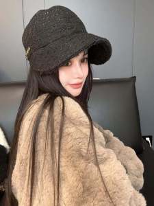 หมวกชาวประมงแบบสวมใส่สองด้านสำหรับผู้หญิง ฤดูใบไม้ร่วง/ฤดูหนาว หมวกทรงปากเป็ดแบบหนา อบอุ่น ทันสมัย ​​สวมใส่ได้หลากหลาย ขนาดใหญ่