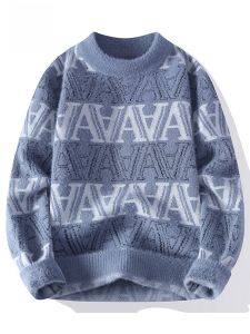 ROMON | Áo len dệt kim dày ấm áp rộng rãi cổ tròn thời trang thu đông mới cho nam Áo len dệt kim thường ngày thoải mái thoáng khí