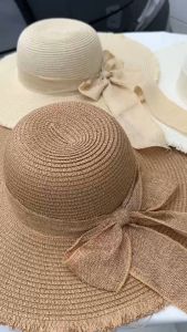 Hats shop9 หมวกสานปีกกว้าง ขอบขุ่ยแต่งคาดโบว์ สินค้าพร้อมส่ง C075