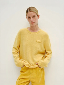 URLAZH | Winter New Dopamine Mango Yellow Casual Versatile Wool Sweater