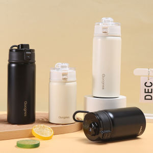 Simple and Portable Large Capacity Cute Style Tea Compartment Good-looking Special Cartoon One-Click Open Lid Bounce Thermos Cup for School