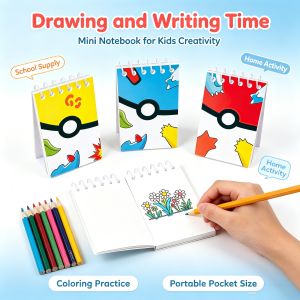 Bandai | 6PCS 12PCS Pokeball Theme Mini Notebook Cute Cartoon Pocket Notepad Anime Merchandise Portable Memo Pad Small Diary Book Student
