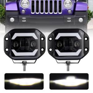 5" Flush Mount LED Light Pods Fog Light Working Lamps Bars 12V 24V Super Bright for Jeep Truck Offroad 4x4 SUV ATV UTV
