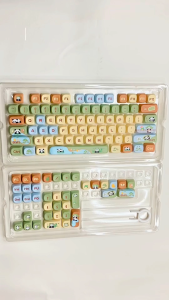FANTASY E LIFE High Quality Panda Paradise 112 Keys Premium PBT Dye Sublimation Keycap Set MCA Profile MX Switch Compatible for DIY Custom Mechanical Gaming Keyboard Keycaps Cute Cartoon Panda Design