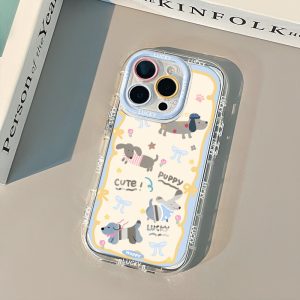 Silicone Phone Case for Xiaomi 17 Full Cover Anti-Fall Cute Cartoon Dog Simple Fashion Transparent Mirror Surface Soft Womens Model