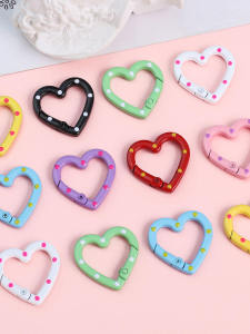 Colored Loving Heart Spring Fastener Ring Keychain DIY Material Handmade Mobile Phone Charm Car Hangings Accessories Accessories