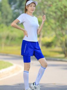 5 Pockets/Fake Two-Piece Sports Shorts Yoga Women Training Running Marathon Workout Clothes Amoi Ice Silk Quick-Drying