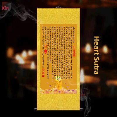Heart Sutra Blessing Buddhist Scripture Scroll Paintings Silk