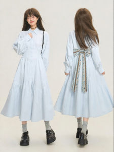 KEIKO | Slim French Island Knit Bow A-line Dress
