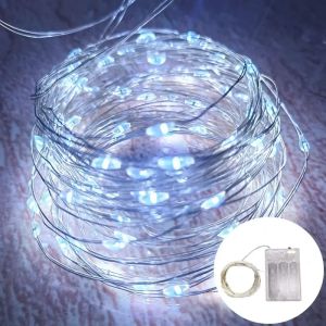 LED Light Battery Power Silver Wire Fairy Light String for Christmas Party Home Wedding Decoration Navidad 2025 Garden Garland