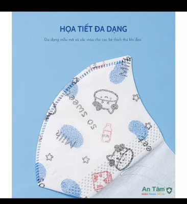 Khẩu trang y tế 3D Nhật Bản cho bé kháng khuẩn chống tia UV (Từ 3 đến 7 tuổi)- OMI AN TÂM - Hộp 50 cái