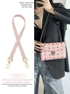 YUESIHUI | MCM Style Envelope Bag Shoulder Strap Pink Leather