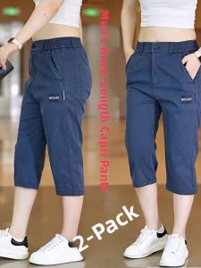 Casual Loose Mens Short Pants Summer Versatile Thin Straight Tube Seven-Quarter Length Korean Style Empty Shelf Sale