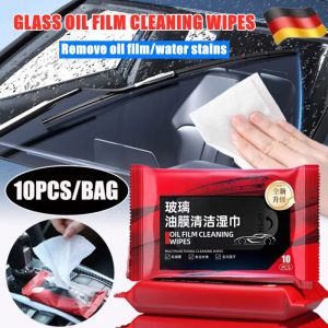 10Pcs/Bag New Car Glass Cleaning Wipes  Glass Oil Film Removal Car Glass Degreasing Film Wet Wipes Auto Leather Interior Renovation Plastic Cleaning Tool Windshield Oil Film Removal Wet Wipes Portable Glass Cleaner Window Anti-Fog Rain Remover Wipes Auto