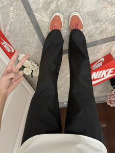 Black Quick Dry Summer Thin Three-Proof Micro-flared Soft Shell Fleece Casual Ice Silk Pants Mens Straight Leg Casual Trousers