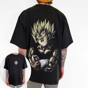 Dragon Ball Mens T-Shirt Vegeta Japanese Anime Summer Boy Childrens Short Sleeve Personality Crew Neck Parent-Child Wear
