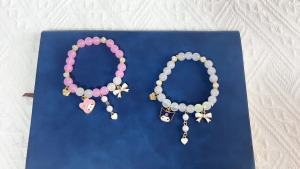 Sanrio | Sanrio Kuromi & My Melody Matching Bracelet Set - Zinc Alloy Charms Pastel Crystal Beads Kawaii Jewelry for Best Friends
